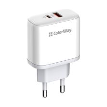 Зарядное устройство ColorWay GaN Mini 25W PD Port PPS USB-C white (CW-CHS052PD-WT) Зарядное устройство ColorWay GaN Mini 25W PD Port PPS USB-C white (CW-CHS052PD-WT)