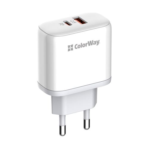 Зарядное устройство ColorWay GaN Mini 25W PD Port PPS USB-C white (CW-CHS052PD-WT)