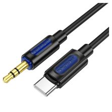 Кабель мультимедійний USB-C to 3.5mm M 1.0m silicone BL20 black BOROFONE (6941991114410) Кабель мультимедійний USB-C to 3.5mm M 1.0m silicone BL20 black BOROFONE (6941991114410)