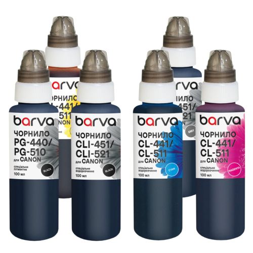 Чернила Barva Canon PGI-450PGBK pigm + CLI-451BK/C/M/Y/GY 6x100 мл special (CPGI450-100-2MP)