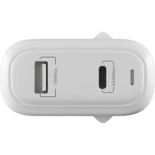 Зарядное устройство Globex GaN 1xUSB + 1xUSB-C 65W FastPower white (GaN65WAC)