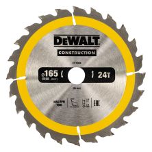 Диск пильный DeWALT CONSTRUCTION, 165х20 мм, 24z (ATB), +10 град (DT1934)