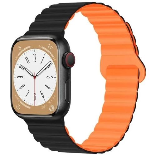 Ремінець до смарт-годинника Drobak Silicone Magnetic Link для Apple Watch All Series 38/40/41mm Black orange (898923)