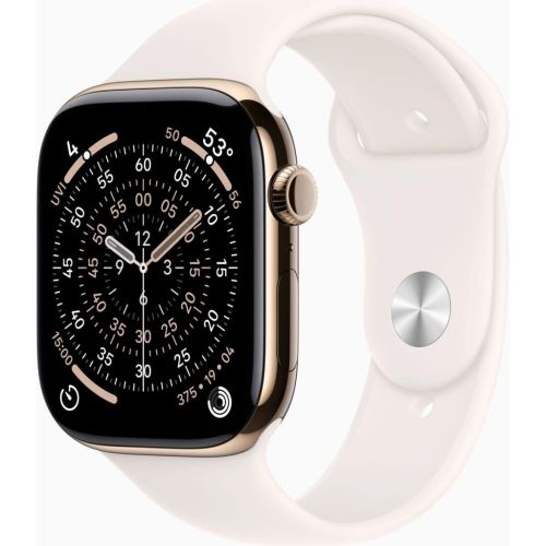 Смарт-часы Apple Watch Series 11 GPS + Cellular 46mm Gold Titanium Case with Light Blush Sport Band - S/M (MFD54RK/A)