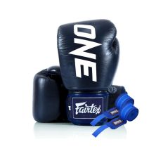 Боксерские перчатки Fairtex BGV1-ONE (натуральна шкіра) Blue 10 унцій (бинти в комплекті) (BGV1-ONE_10oz_Blue)