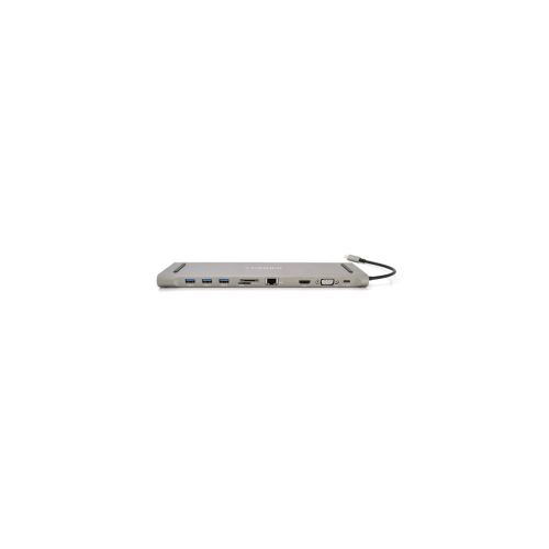 Концентратор VEGGIEG USB-C 8-in-1 USB-C + 3xUSB 3.0 + HDMI + VGA + 3.5mm + SD/TF + RJ45 0.1m silver (TC10)