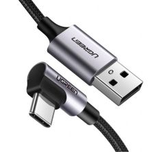 Дата кабель USB 2.0 AM to USB-C 1.0m US284 Angled Alum. Braid Black Ugreen (50941)