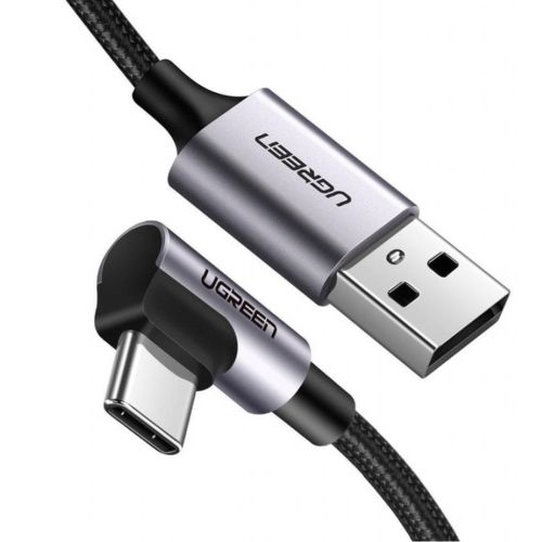 Дата кабель USB 2.0 AM to USB-C 1.0m US284 Angled Alum. Braid Black Ugreen (50941)