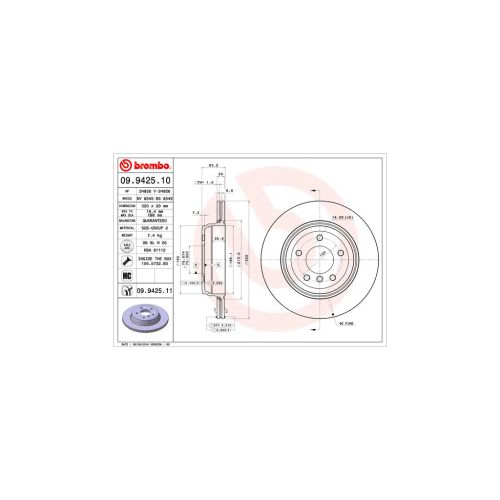 Гальмівний диск Brembo 09.9425.11