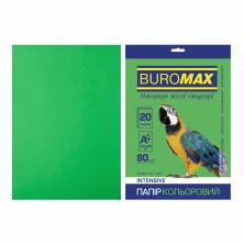 Папір Buromax А4, 80g, INTENSIVE green, 20sh (BM.2721320-04)
