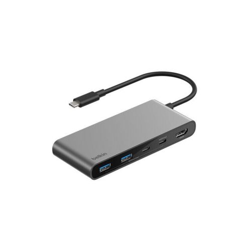 Концентратор Belkin USB-C 7-in-1 2xUSB 3.0 + USB-C + PD + HDMI 2.0 4K60Hz + SD/TF gray (AVC023HQSGY)