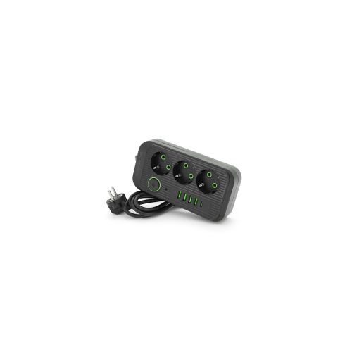 Сетевой фильтр питания Voltronic F09U, 3 роз EU, 4USB Black (F09U-Black)