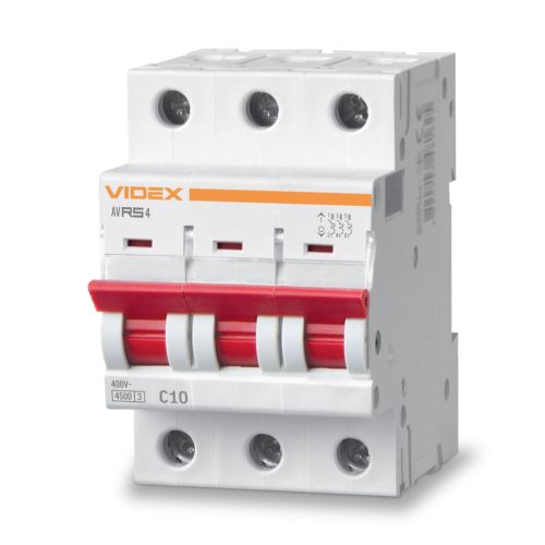 Автоматичний вимикач Videx RS4 RESIST 3п 10А С 4,5кА (VF-RS4-AV3C10)