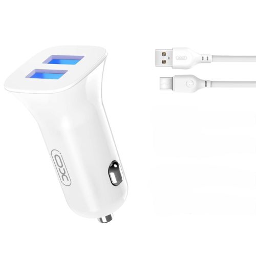 Зарядний пристрій XO TZ10 2.4A/2 USB + Type-C White (XO-TZ10-TC-WH)