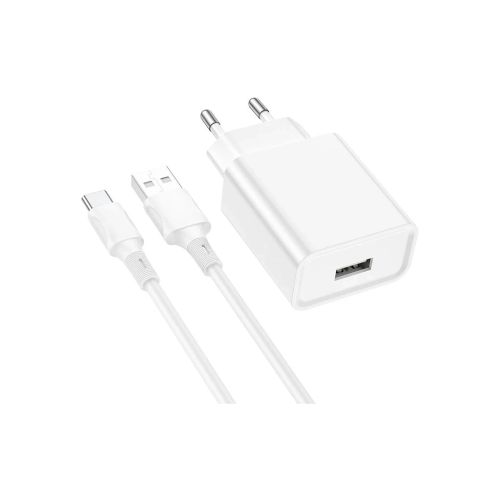 Зарядний пристрій BOROFONE BA74A Aspirer USB + cable USB to USB-C White (6974443388671)