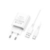 Зарядний пристрій BOROFONE BA74A Aspirer USB + cable USB to USB-C White (6974443388671) - Зображення 2