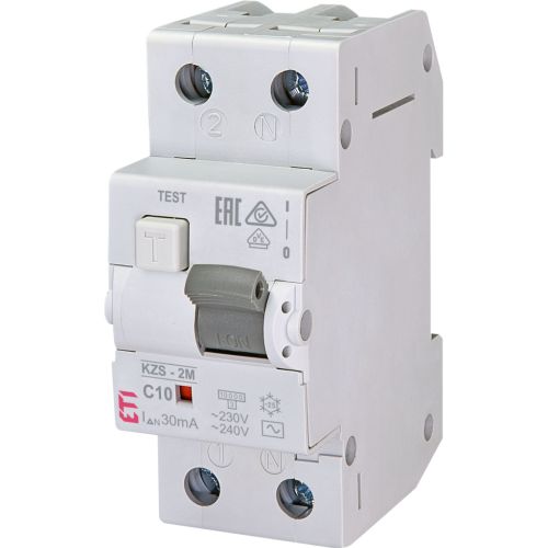 Дифференциальный автоматический выключатель ETI KZS-2M C 10/0,03 тип AC (10kA)