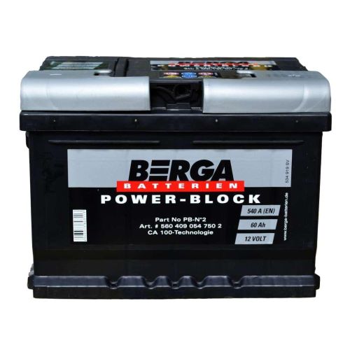 Аккумулятор автомобильный Berga Power Block 60Ah Н Ев (-/+) (540EN) (5604090547502)