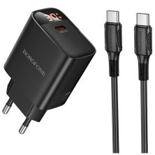 Зарядное устройство BOROFONE BA97A Ilustre USB-C PD30W digital display + cable USB-C to USB-C Black (6941991120503)