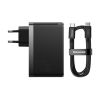 Зарядний пристрій Baseus 2xUSB-C 140W + 1xUSB GaN + cable USB-C to USB-C black (CCGP100201) - Зображення 3