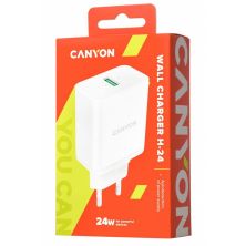 Зарядний пристрій Canyon Wall charger with 1*USB, QC3.0 24W (CNE-CHA24W)