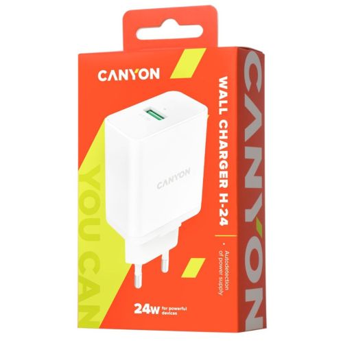 Зарядное устройство Canyon Wall charger with 1*USB, QC3.0 24W (CNE-CHA24W)