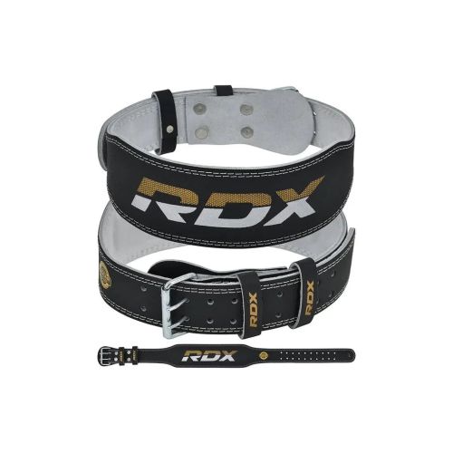 Атлетический пояс RDX 4 шкіряний Black Gold L (WBS-4RB-L)