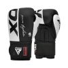Боксерские перчатки RDX F4 Boxing Sparring Gloves Hook & Loop White/Black 12 унцій (BGR-F4B-12OZ) - Изображение 1