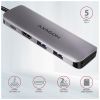 Концентратор AXAGON USB-C to 2xUSBA + HDMI + SD/microSD + USB-C PD 100W 0.2m grey (HMC-5) - Зображення 1