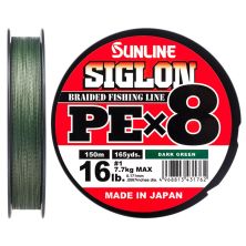 Шнур Sunline Siglon PE х8 300m 1.5/0.209mm 25lb/11.0kg Dark Green (1658.10.44)