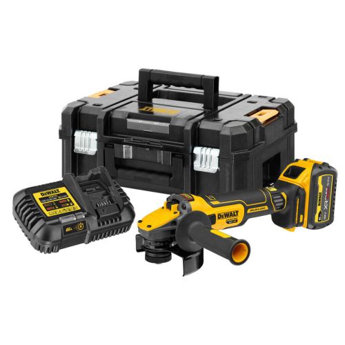 Шлифовальная машина DeWALT 18В XR Li-lon FLEXVOLT, 6Ah, 125 мм, 9000 об/мин, вес 1.81 кг (DCG409T1)