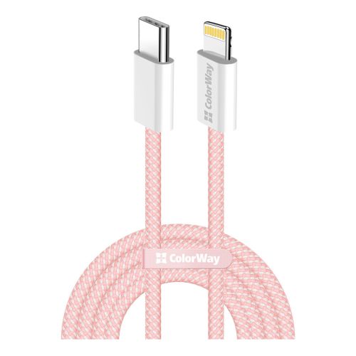 Дата кабель USB-C to Lightning 1.0m 27W pink ColorWay (CW-CBPDCL061-P)