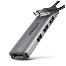 Концентратор AXAGON USB-C to 3xUSB-A + HDMI 0.15m gray (HMC-H3A)