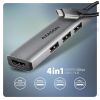 Концентратор AXAGON USB-C to 3xUSB-A + HDMI 0.15m gray (HMC-H3A) - Зображення 1