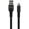 Дата кабель USB 2.0 AM to Lightning 1.0m flat nylon black Vinga (VCPDCLFNB1BK) - Изображение 1