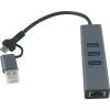 Адаптер USB 3.0 Type-C/Type-A to RJ45 Gigabit Lan, 3*USB 3.0, cable 13 cm Dynamode (DM-AD-GLAN-U3) - Зображення 1