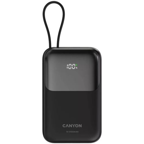 Батарея универсальная Canyon 10000mAh OnPower 101 PD/22.5W built-in cable Black (CNS-CPB101BK)