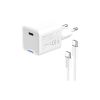 Зарядний пристрій ColorWay GaN Mini 25W PD Port PPS USB-C white cable Type-C (CW-CHS052PDC-WT) - Зображення 1