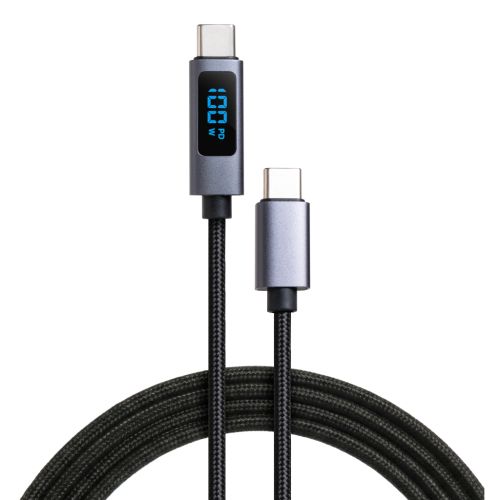 Дата кабель USB-C to USB-C 2.0m 100W LCD Display Nylon Black Vinga (VYDCCC22100D)