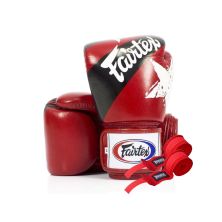 Боксерские перчатки Fairtex BGV1 Nation Print Red 14 унцій (бинти в комплекті) (BGV1_Print_14oz_Red)