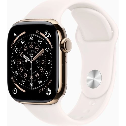 Смарт-часы Apple Watch Series 11 GPS + Cellular 42mm Gold Titanium Case with Light Blush Sport Band - S/M (MF8W4RK/A)
