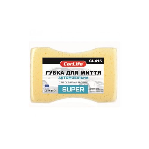 Губка для мытья CarLife SUPER с большими порами 195x130x70mm, желтая (CL-415)