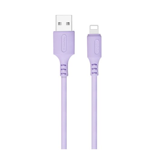 Дата кабель USB 2.0 AM to Lightning 1.0m soft silicone violet ColorWay (CW-CBUL044-PU)