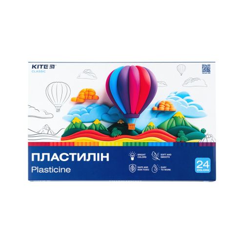 Пластилін Kite Classic 24 кольори, 480 г (K-089)