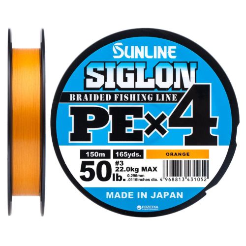 Шнур Sunline Siglon PE н4 150m 3.0/0.296mm 50lb/22.0kg Помаранч (1658.09.38)