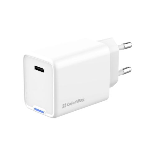 Зарядное устройство ColorWay GaN Mini 45W PD Port PPS USB-C white (CW-CHS057PD-WT)