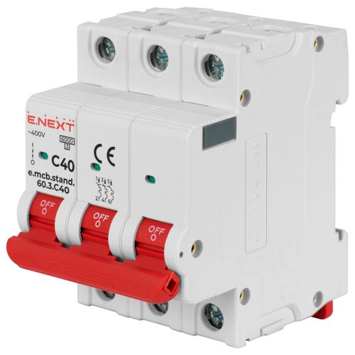 Автоматический выключатель E.NEXT 3-п e.mcb.stand. 40А C ( 6кА) (s002135)