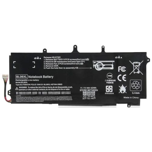 Аккумулятор для ноутбука HP EliteBook Folio 1040 G2 BL06XL, 42Wh (3783mAh), 6cell, 11.1V, Li-Pol AlSoft (A71070)