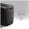 Зарядний пристрій AXAGON 1xUSB QC4.0 + 1xUSB-C PD45W PPS black (ACU-PQ45) - Зображення 2