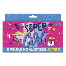 Мел 1 вересня цветной 9 шт, JUMBO Cool girl (400409)